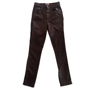 Agolde High Rise Coated Skinny Jeans Dark Burgundy Wine Size 27 Leather-Look
